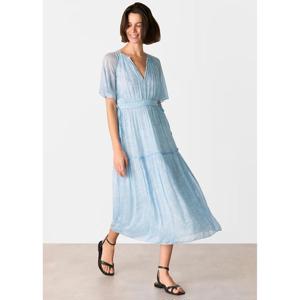 Whistles Blue Bamboo Leaves Gathered Dress